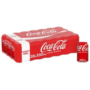 COCA COLA Refresco de Cola sabor original pack 28 latas x 330 ml.