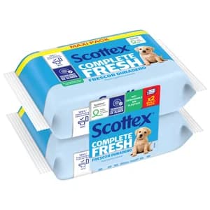SCOTTEX Fresh Papel higiénico húmedo (toallitas WC), con agua micelar y vitamina E 2 x 74 uds.