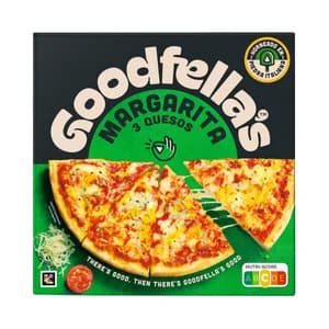GOODFELLA´S Pizza congelada margarita y 3 quesos, con base fina y crujiente cocida en piedra 334 g.