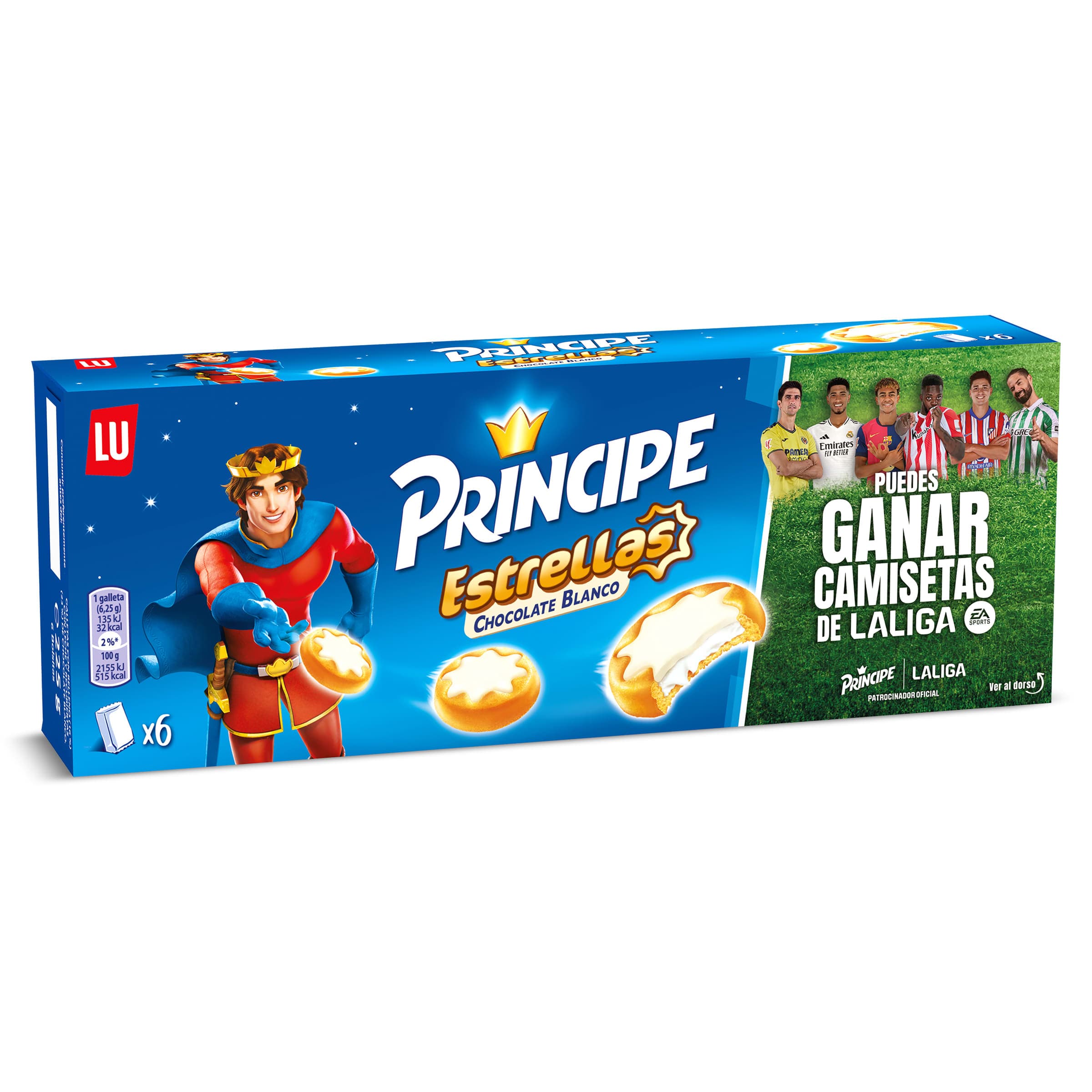 Galletas rellenas de chocolate blanco estrellas Principe caja 225 g