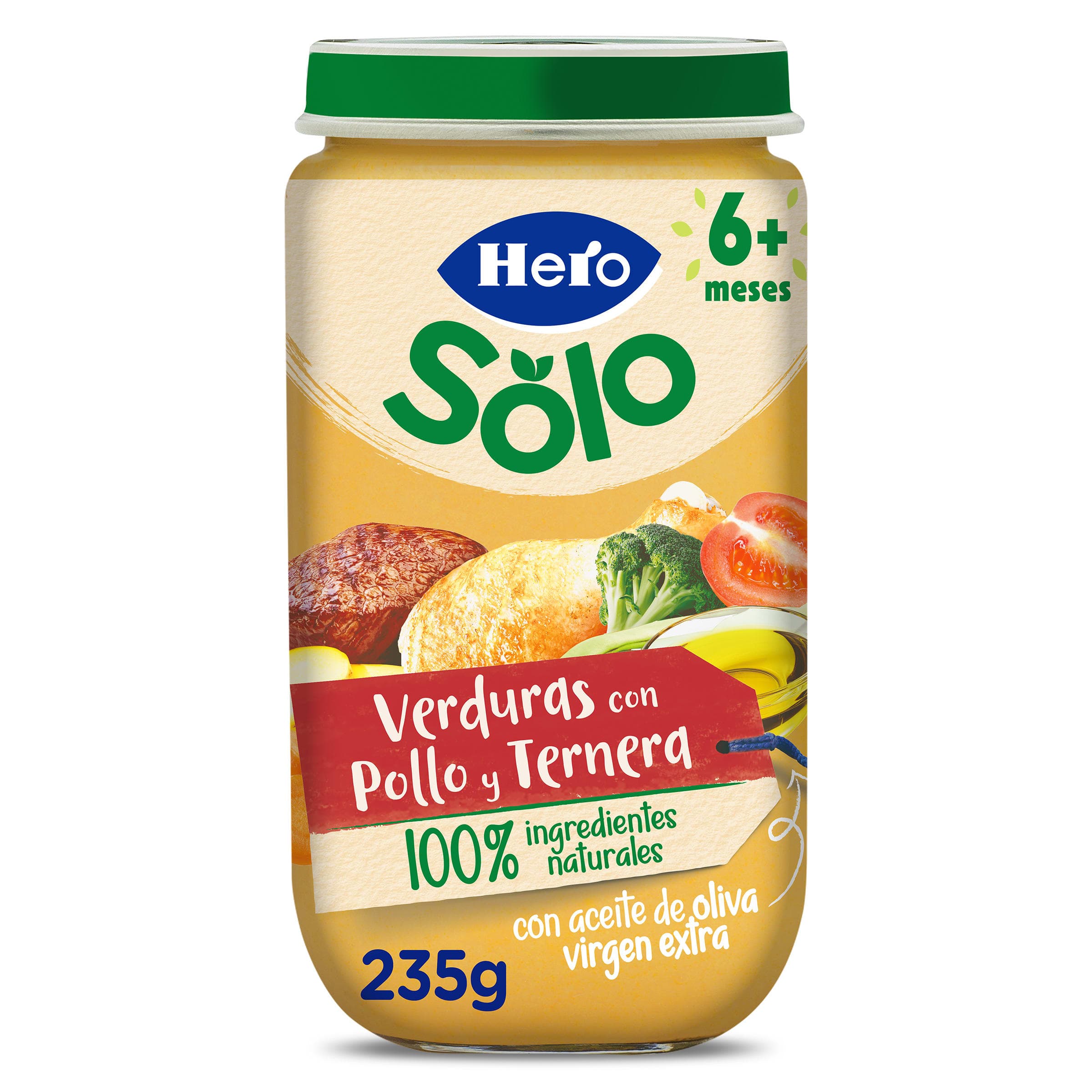 Puré de verduritas con pollo y ternera Hero frasco 235 g
