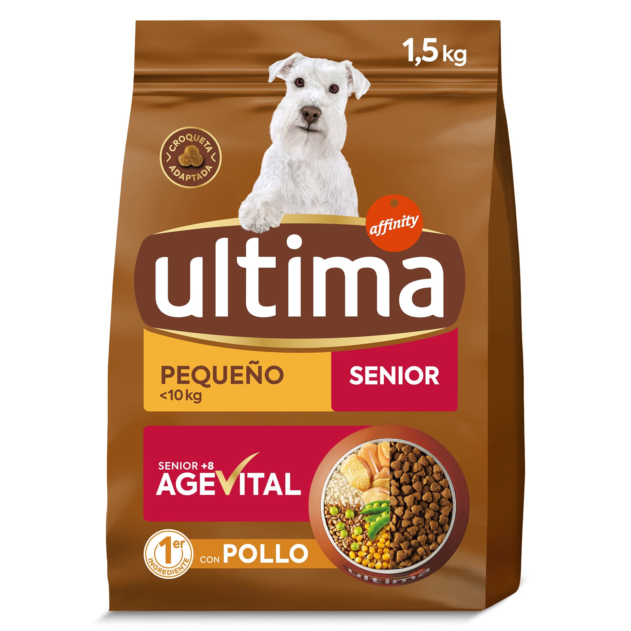 Alimento para perros mini senior Ultima bolsa 1.5 Kg