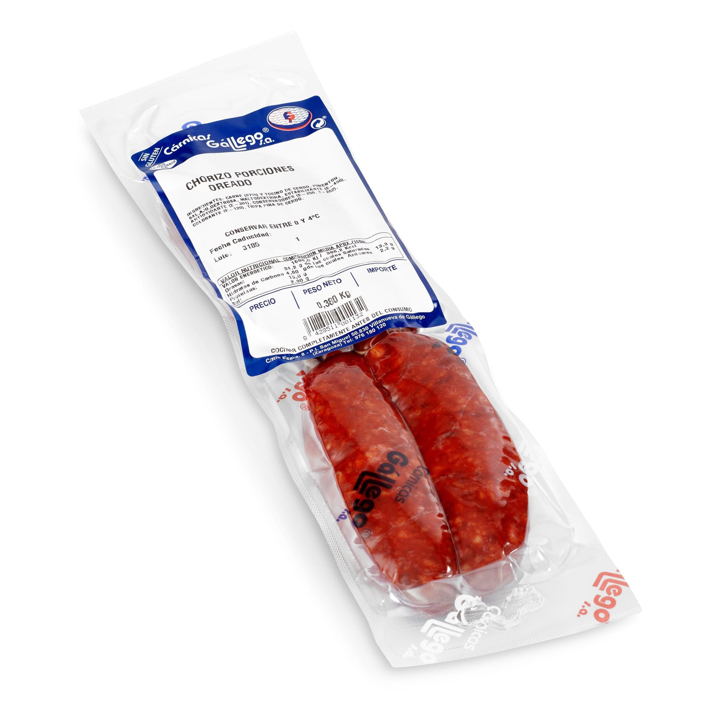Chorizo en porciones Cárnicas Gallego 470 g aprox.