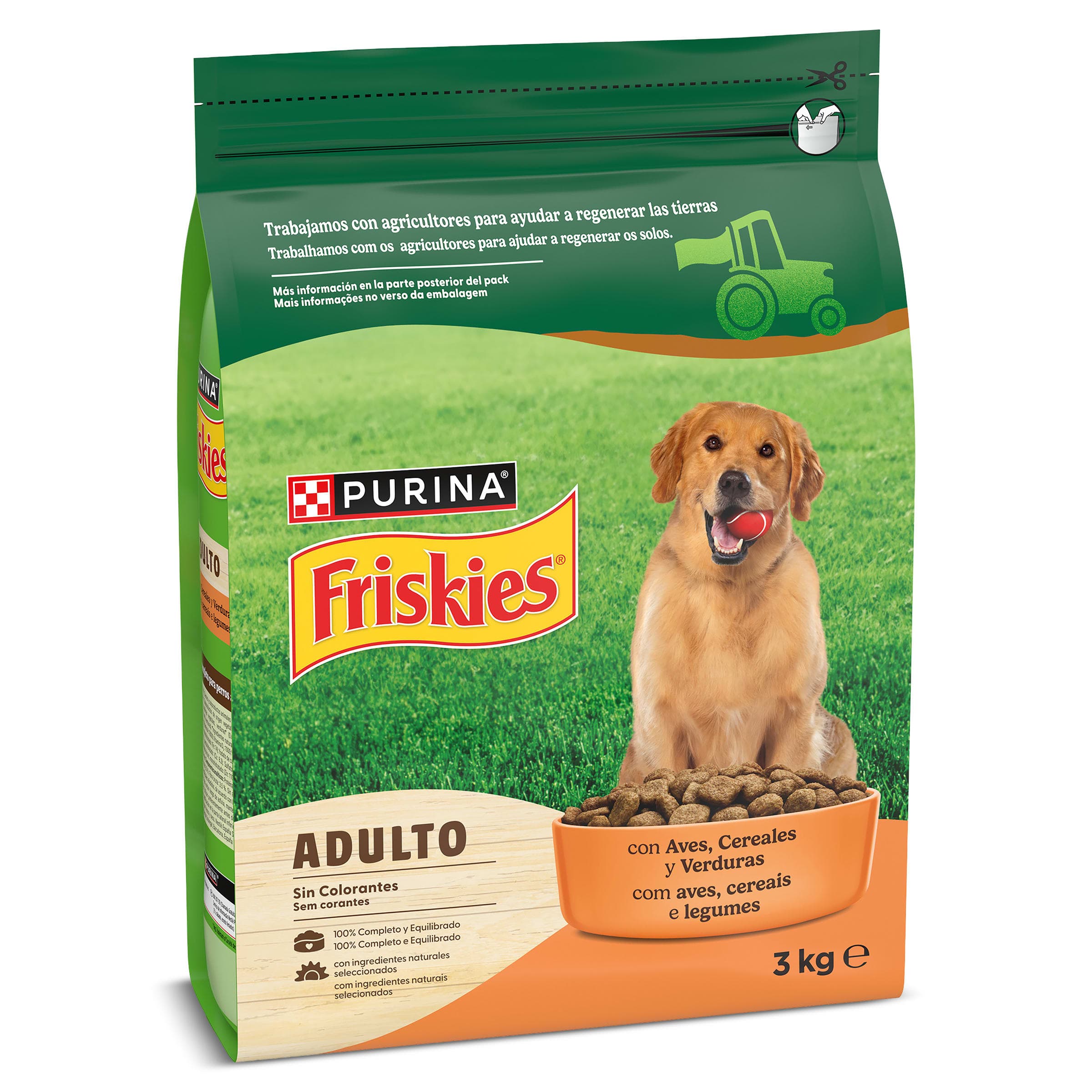 Alimento para perros adultos con aves y verduras Friskies bolsa 3 Kg
