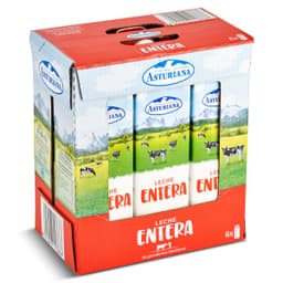 Leche entera Central Lechera Asturiana pack 6 x 1 L