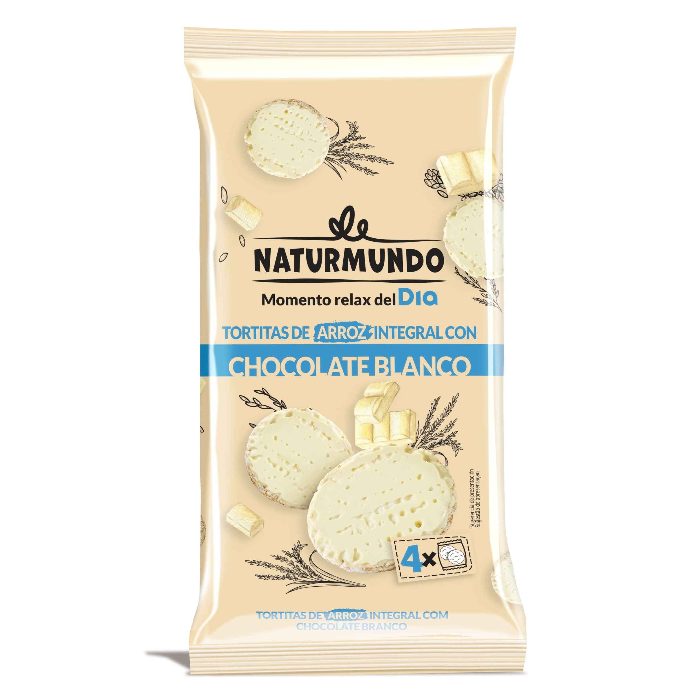 Tortitas de arroz integral con chocolate blanco Dia Naturmundo bolsa 130 g