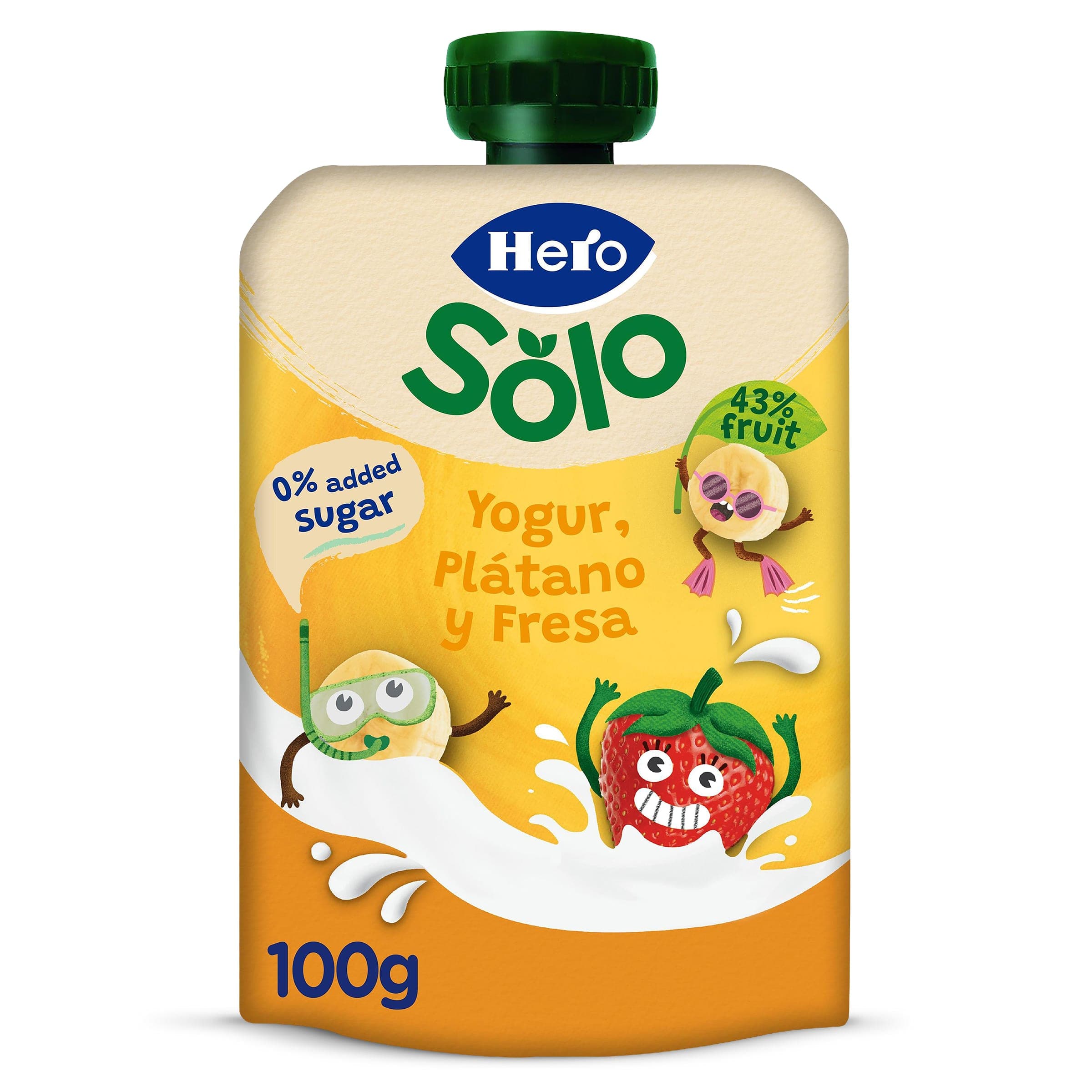 Yogur con plátano y fresa Hero bolsa 100 g