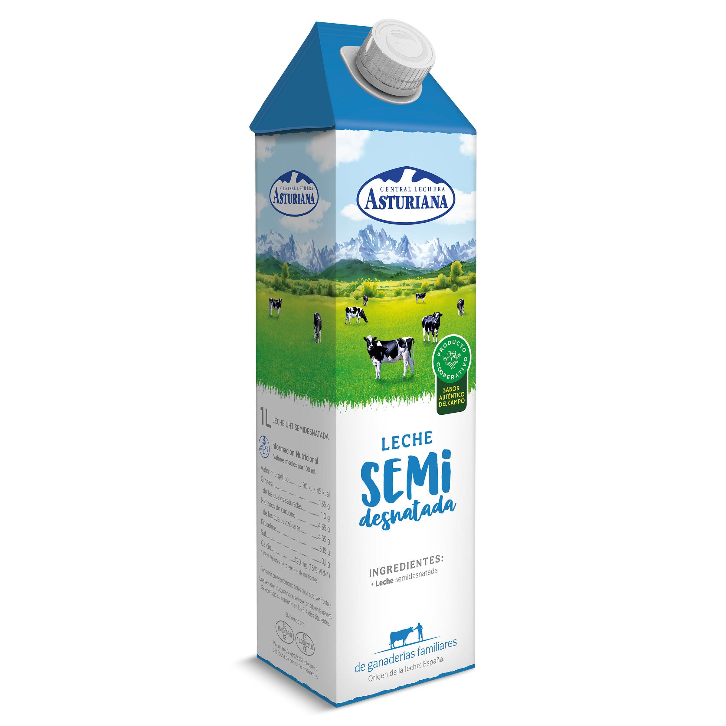 Leche semidesnatada Central Lechera Asturiana 1 L