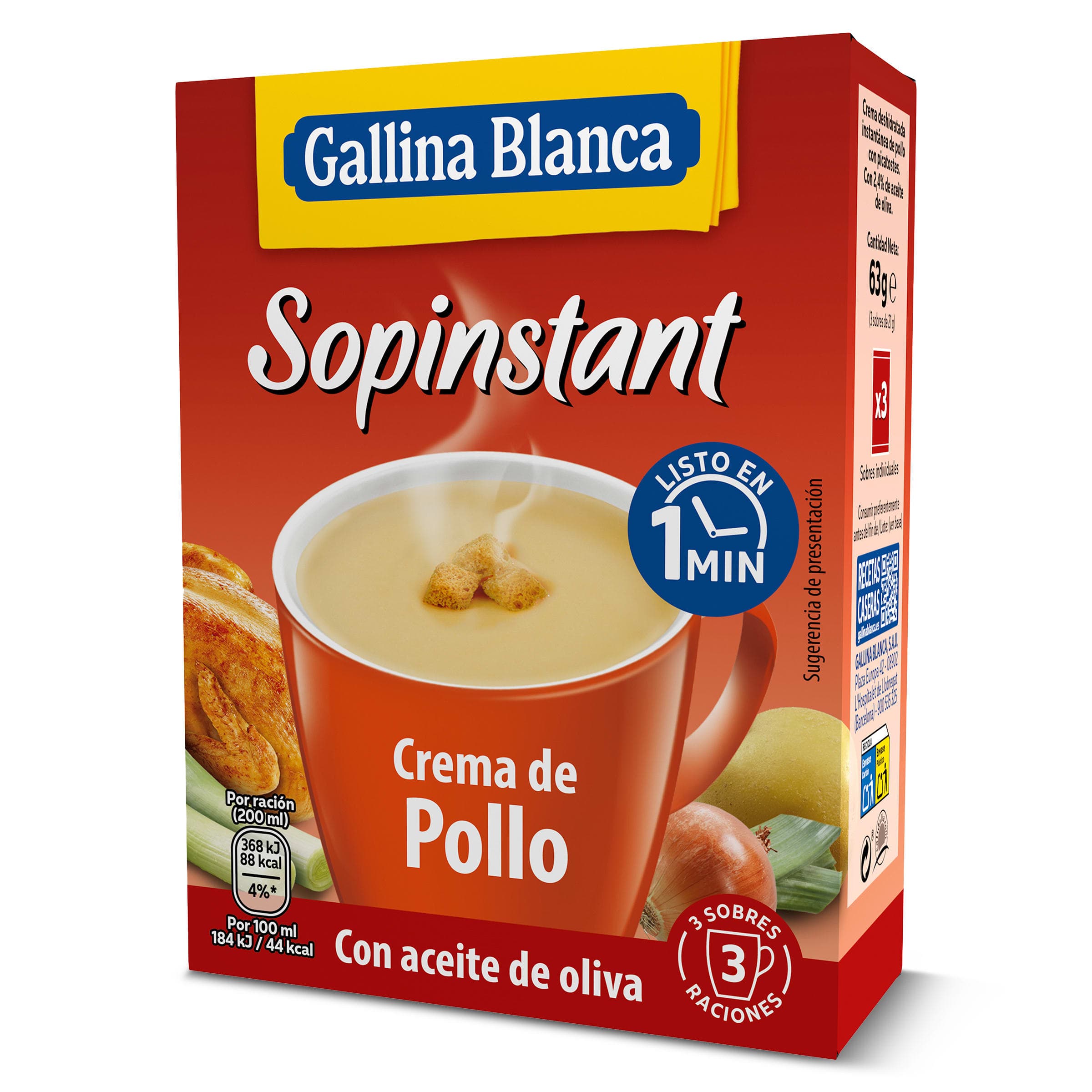 Crema de pollo con picatostes Gallina Blanca Sopinstant 63 g