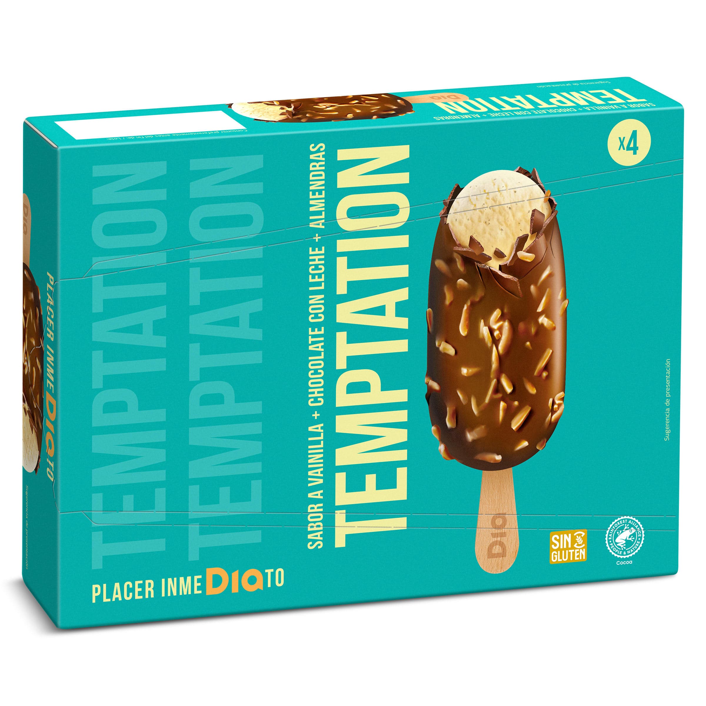 Helado bombón almendrado Dia Temptation 4 x 90 g