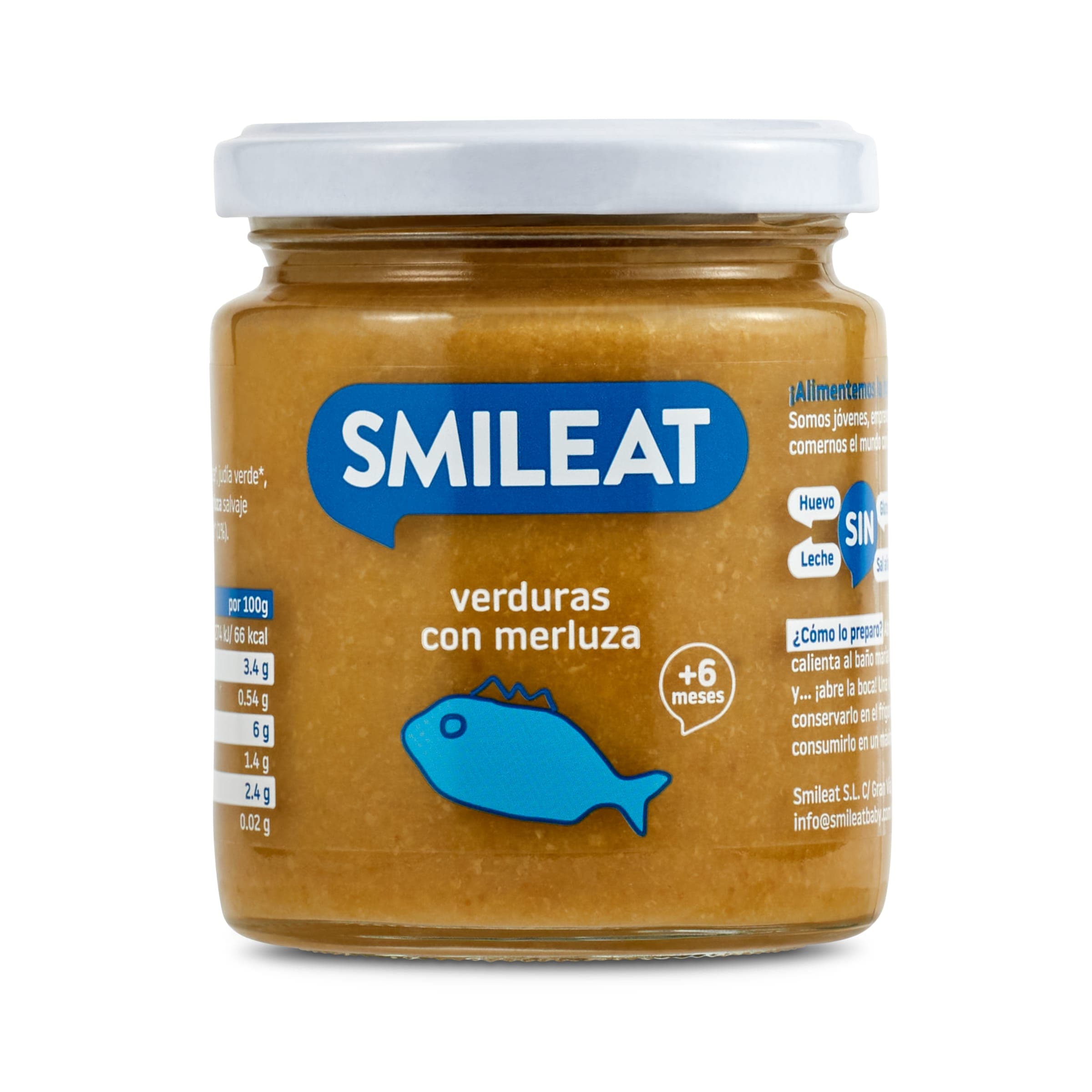 Puré de verduras con merluza Smileat frasco 230 g