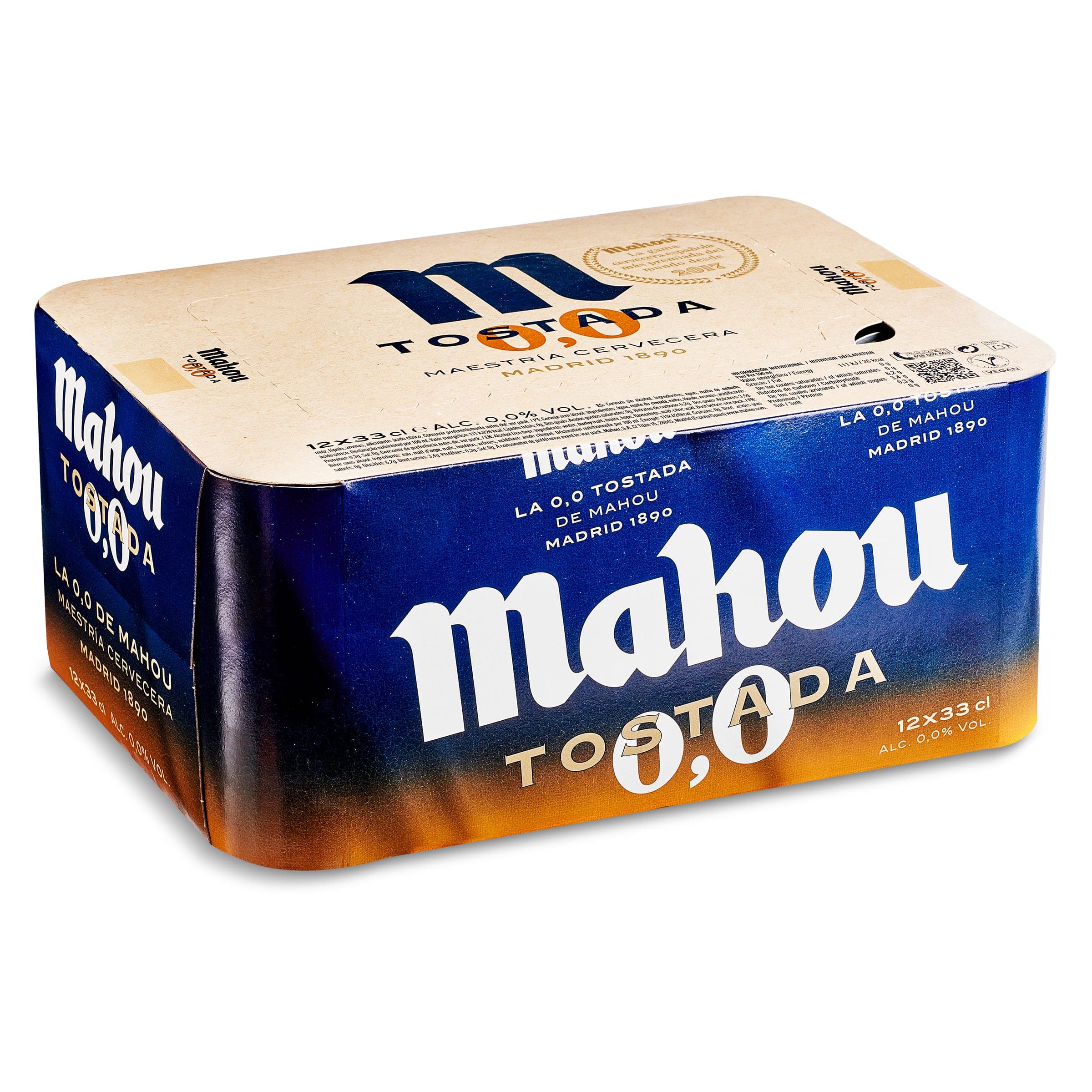 Cerveza tostada 0,0% alcohol Mahou pack 12 x 33 cl