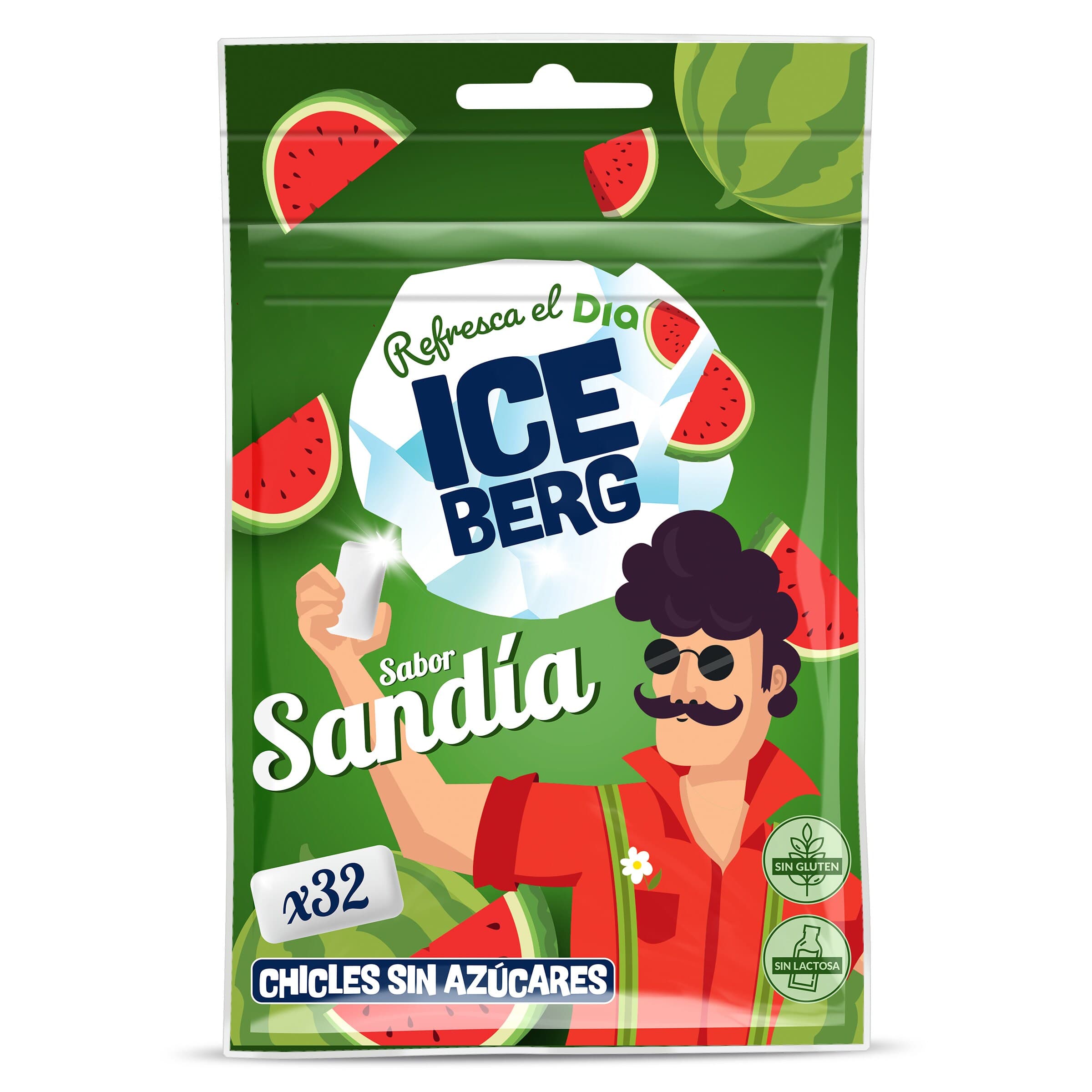 Chicles sabor sandía sin azúcar Iceberg de Dia bolsa 44.8 g