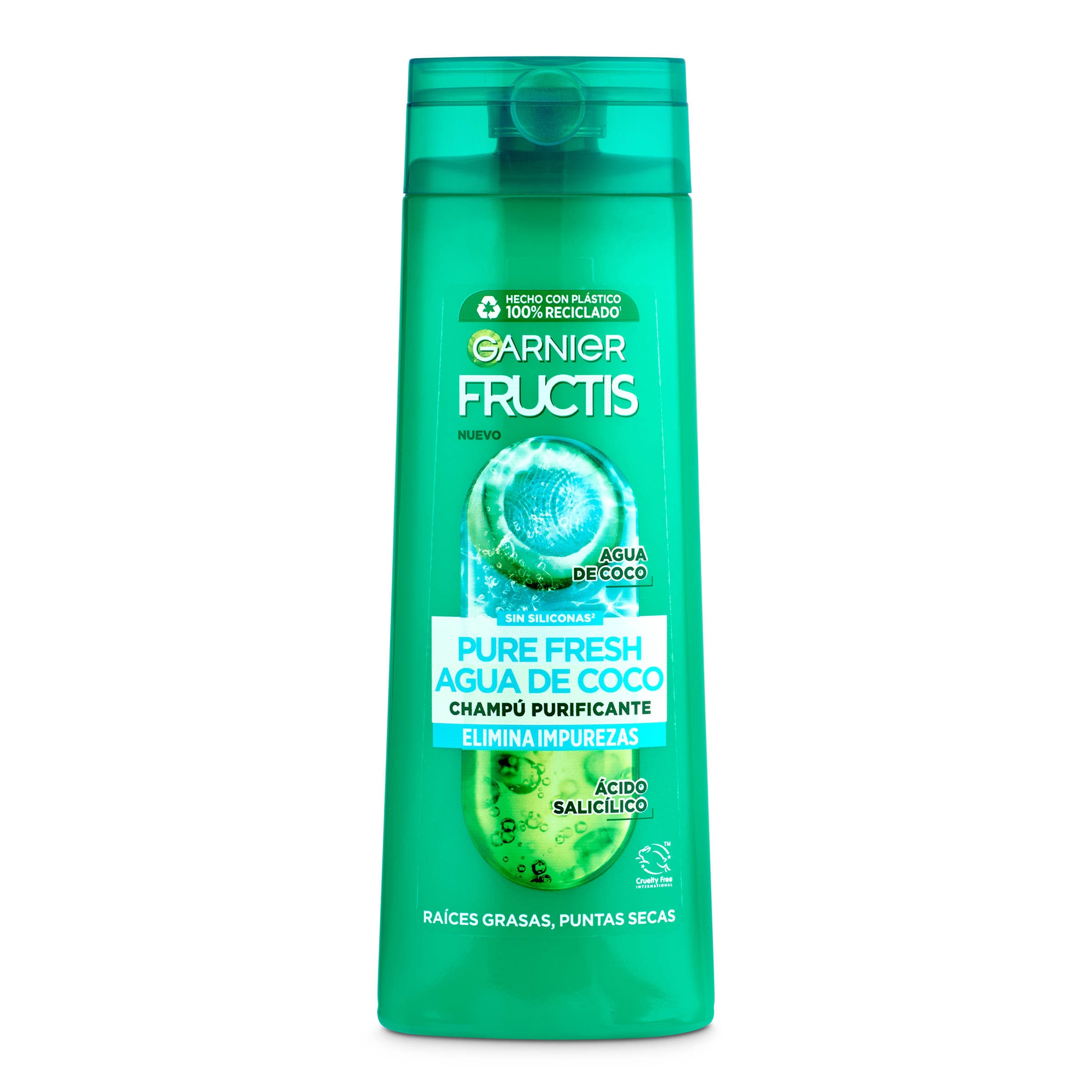 Champú pure fresh agua de coco Fructis botella 300 ml