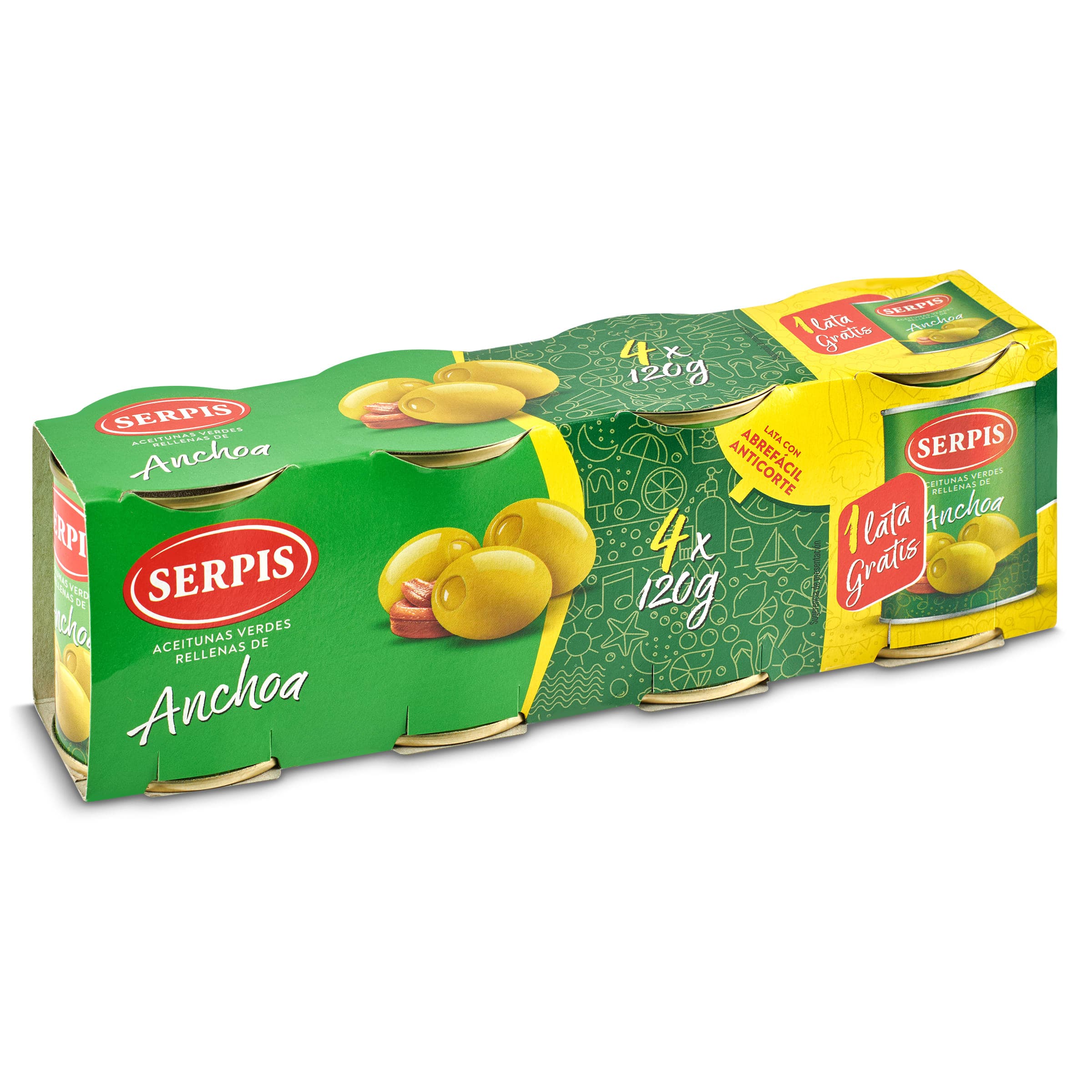 Aceitunas rellenas de anchoa Serpis 4 x 50 g