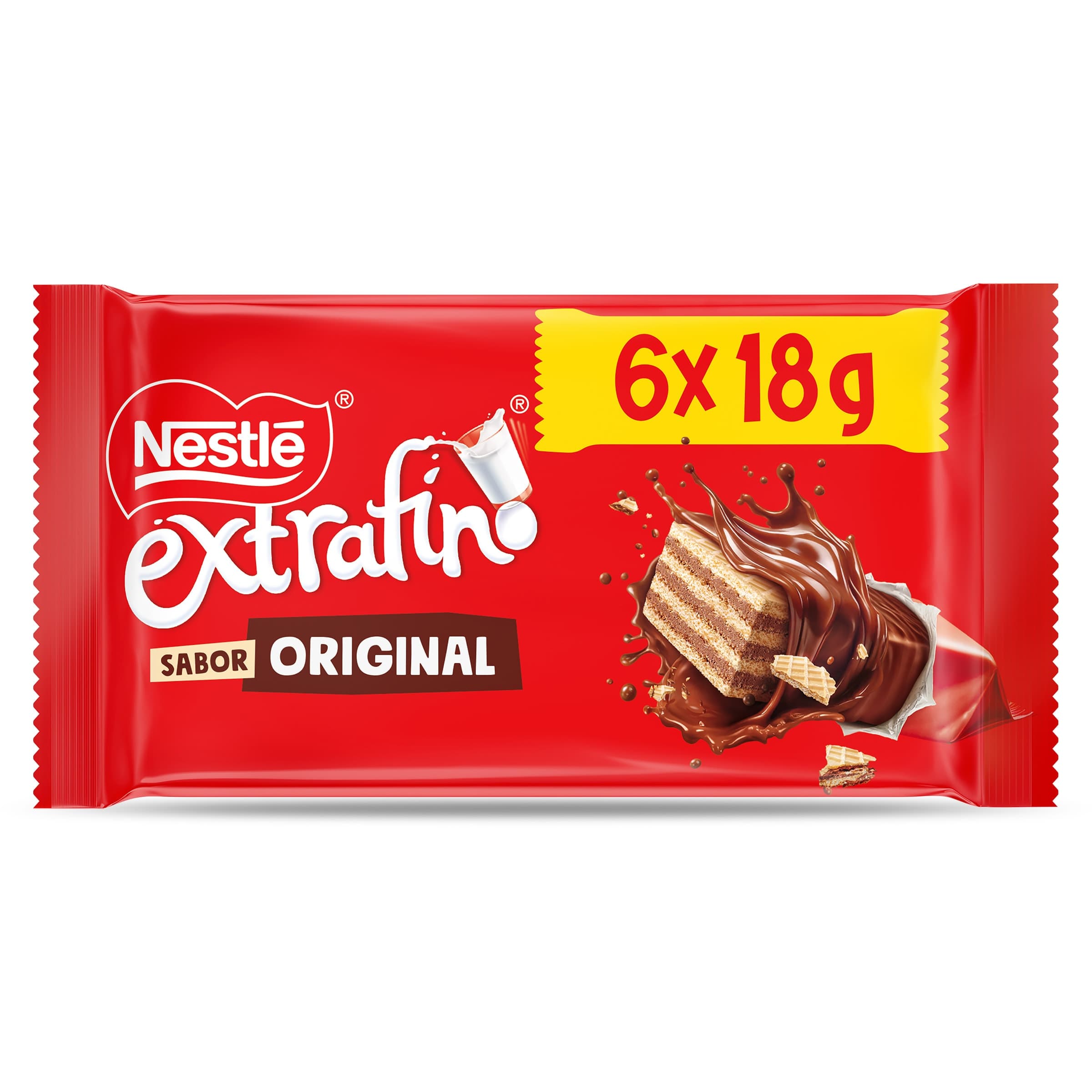 Barritas de galleta y chocolate con leche Nestlé Extrafino pack 108 g