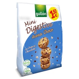 Mini galletas digestive con avena y chocolate Gullón bolsa 160 g