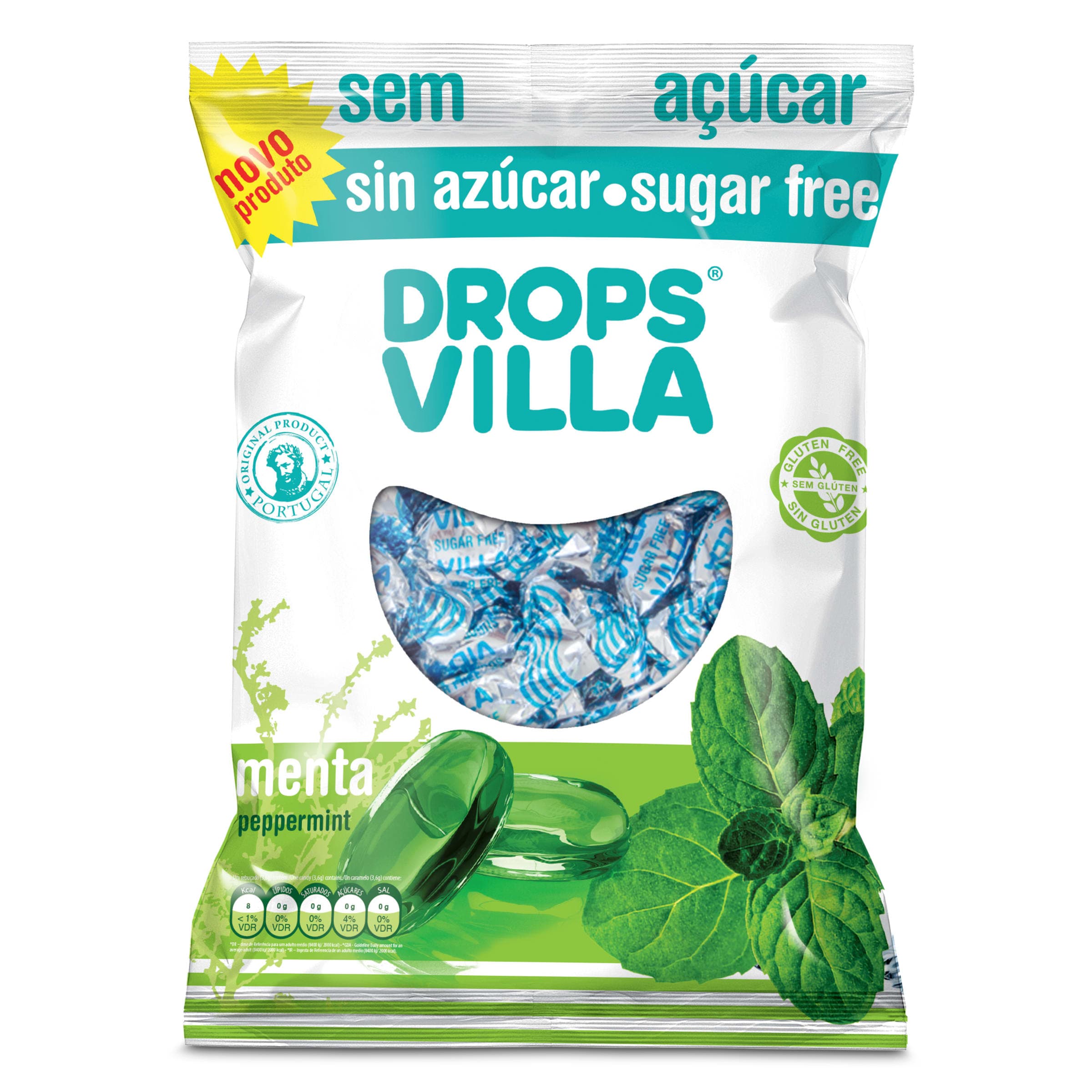 Caramelos de menta sin azúcar Drops villa bolsa 100 g