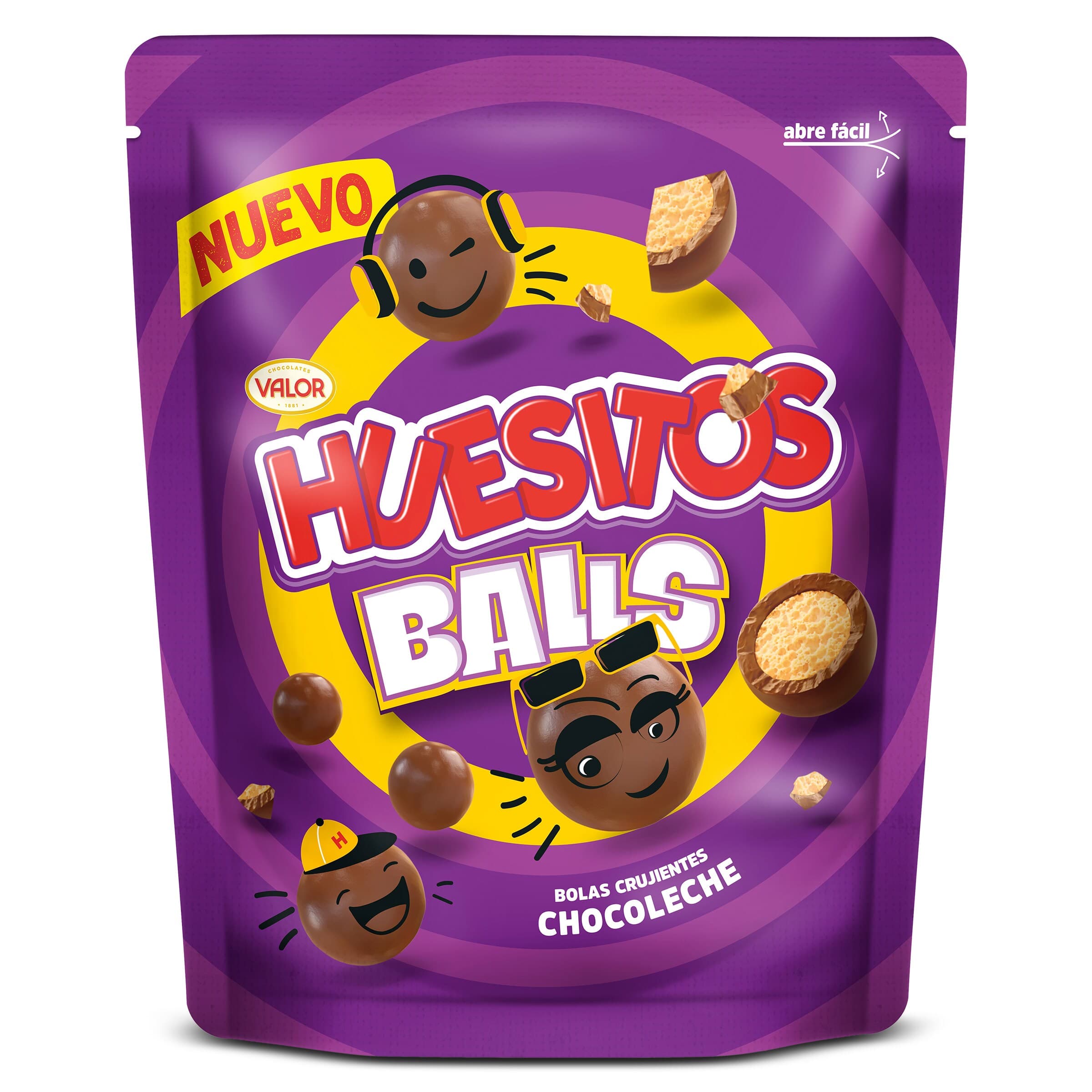 Cereales cubiertos de chocolate y galleta balls Huesitos bolsa 140 g