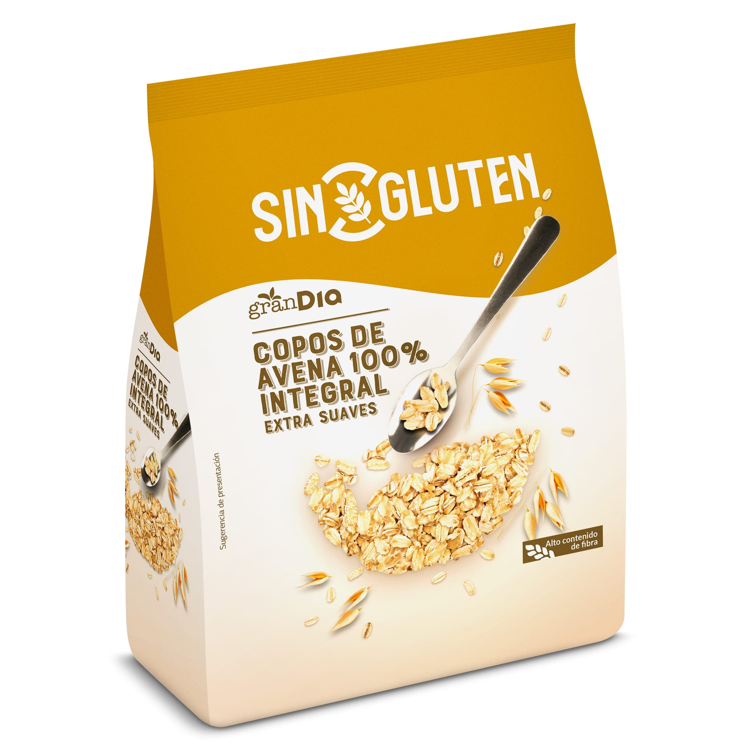 Copos de avena 100% integral sin gluten Gran Dia bolsa 500 g