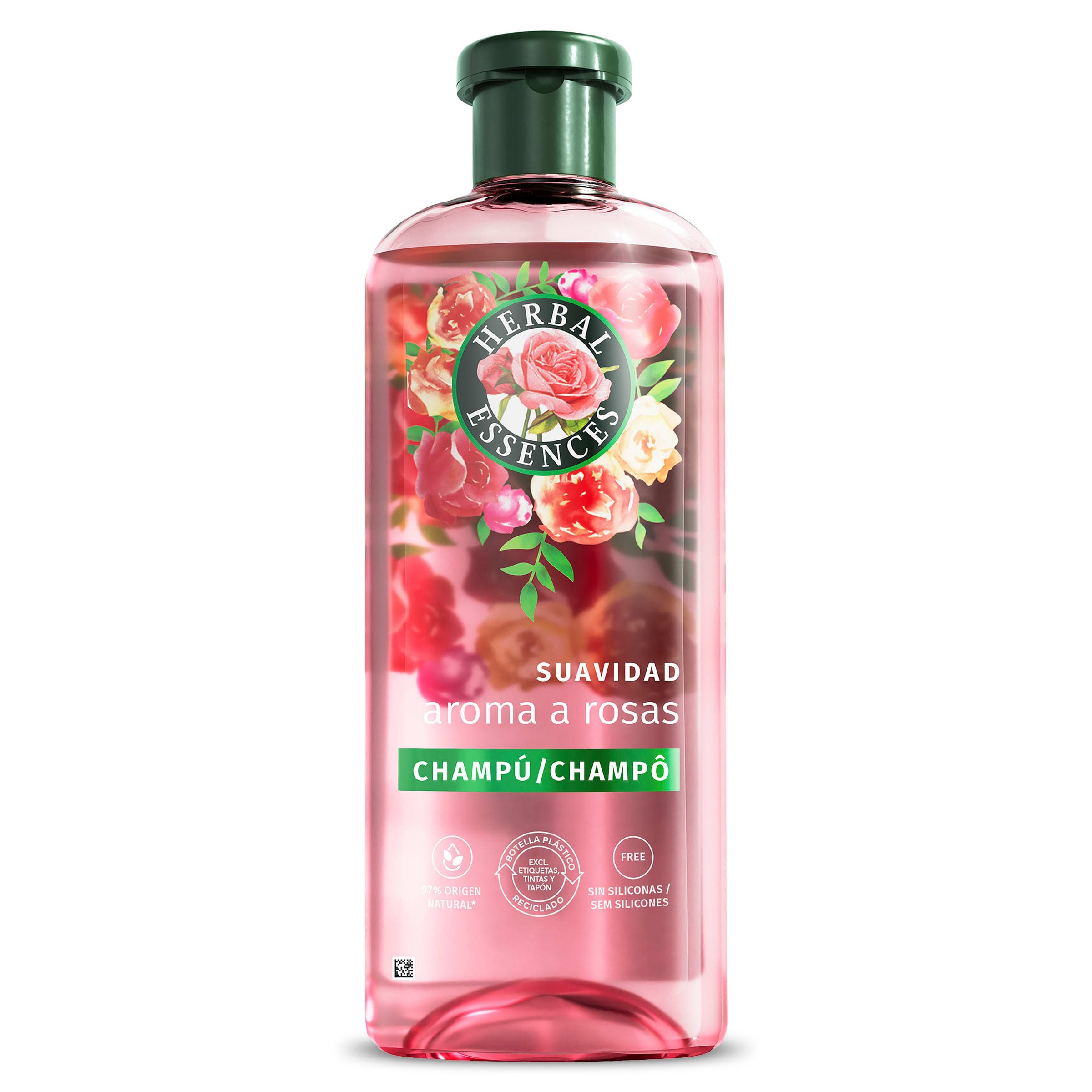 Champú suavidad aroma a rosas Herbal Essences botella 350 ml