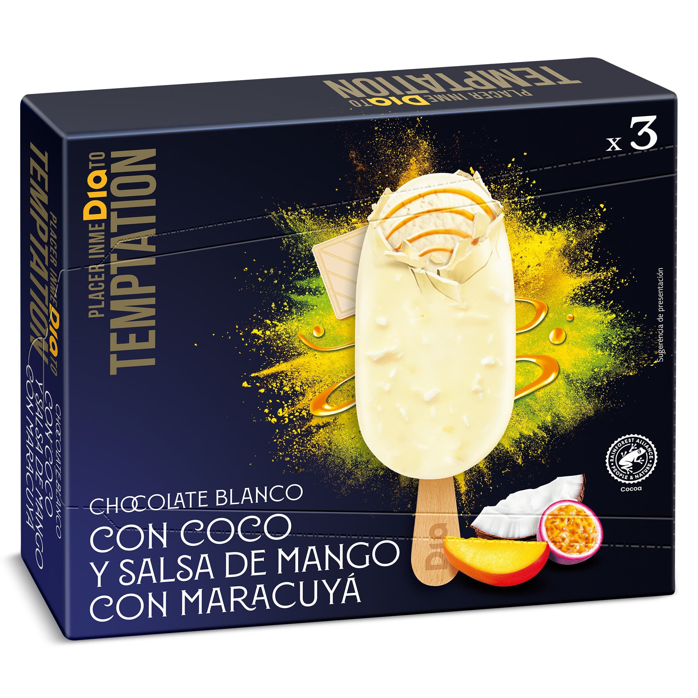 Helado bombón coco y mango Dia Temptation 3 x 70 g