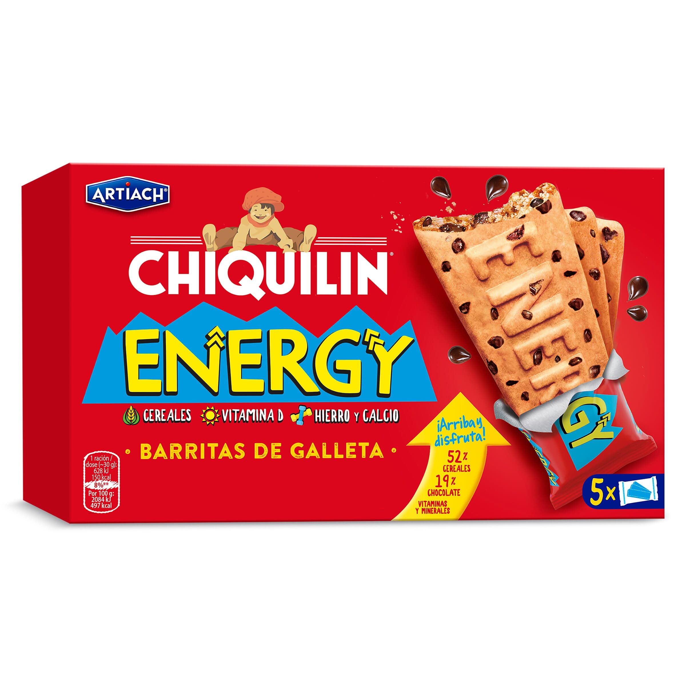 Galletas con chocolate energy Artiach Chiquilin caja 150 g