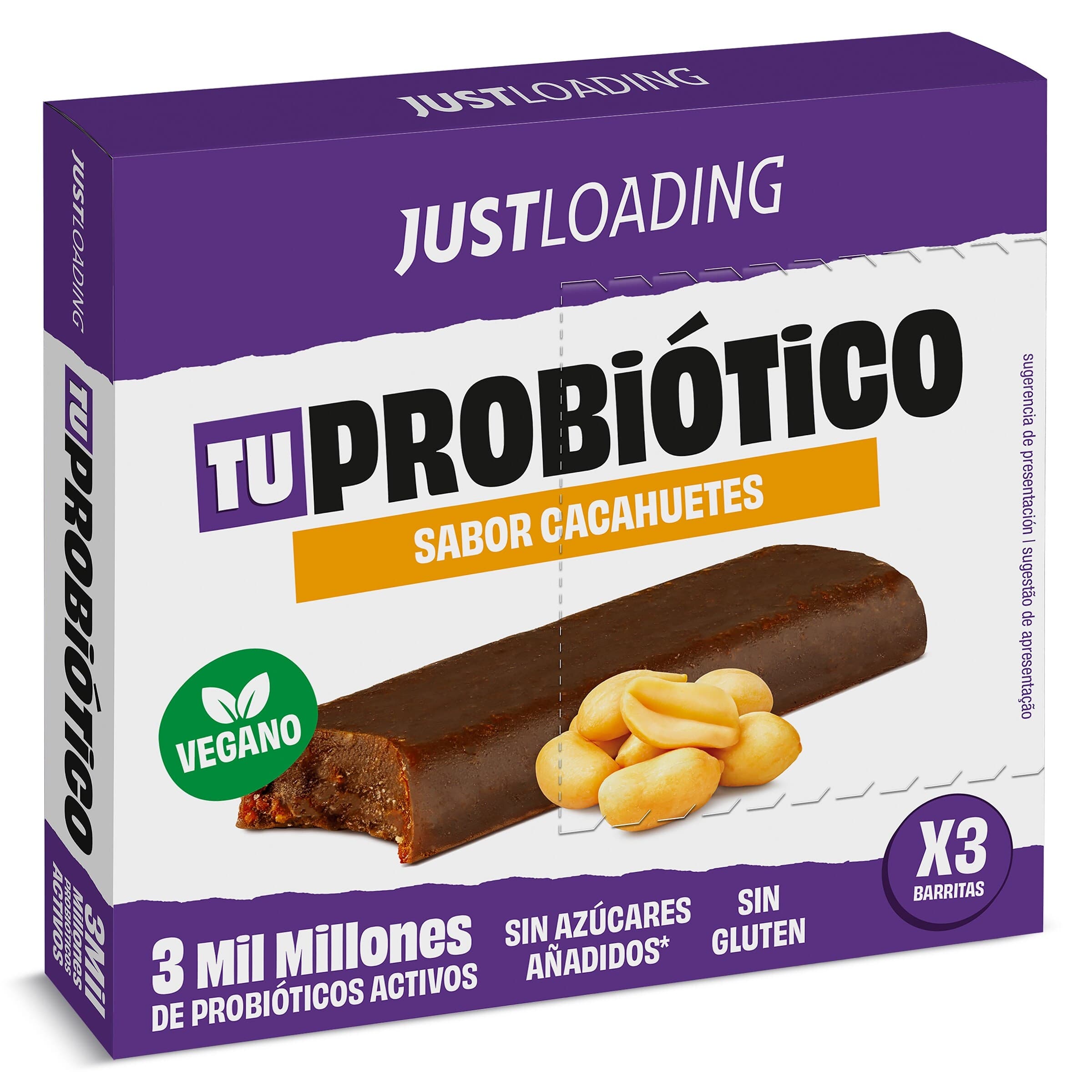 Barritas energéticas sabor cacahuete con probióticos Just loading caja 105 g