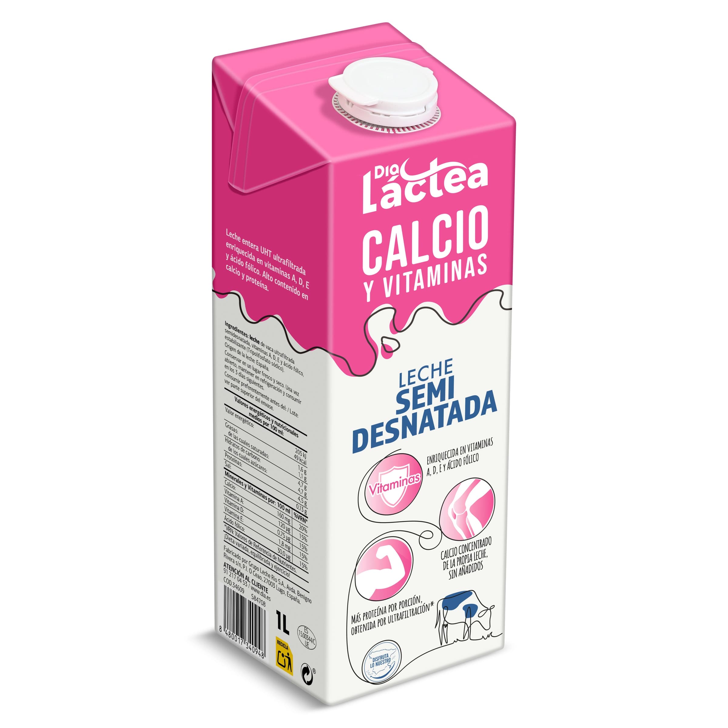 Leche semidesnatada calcio Dia Láctea 1 L