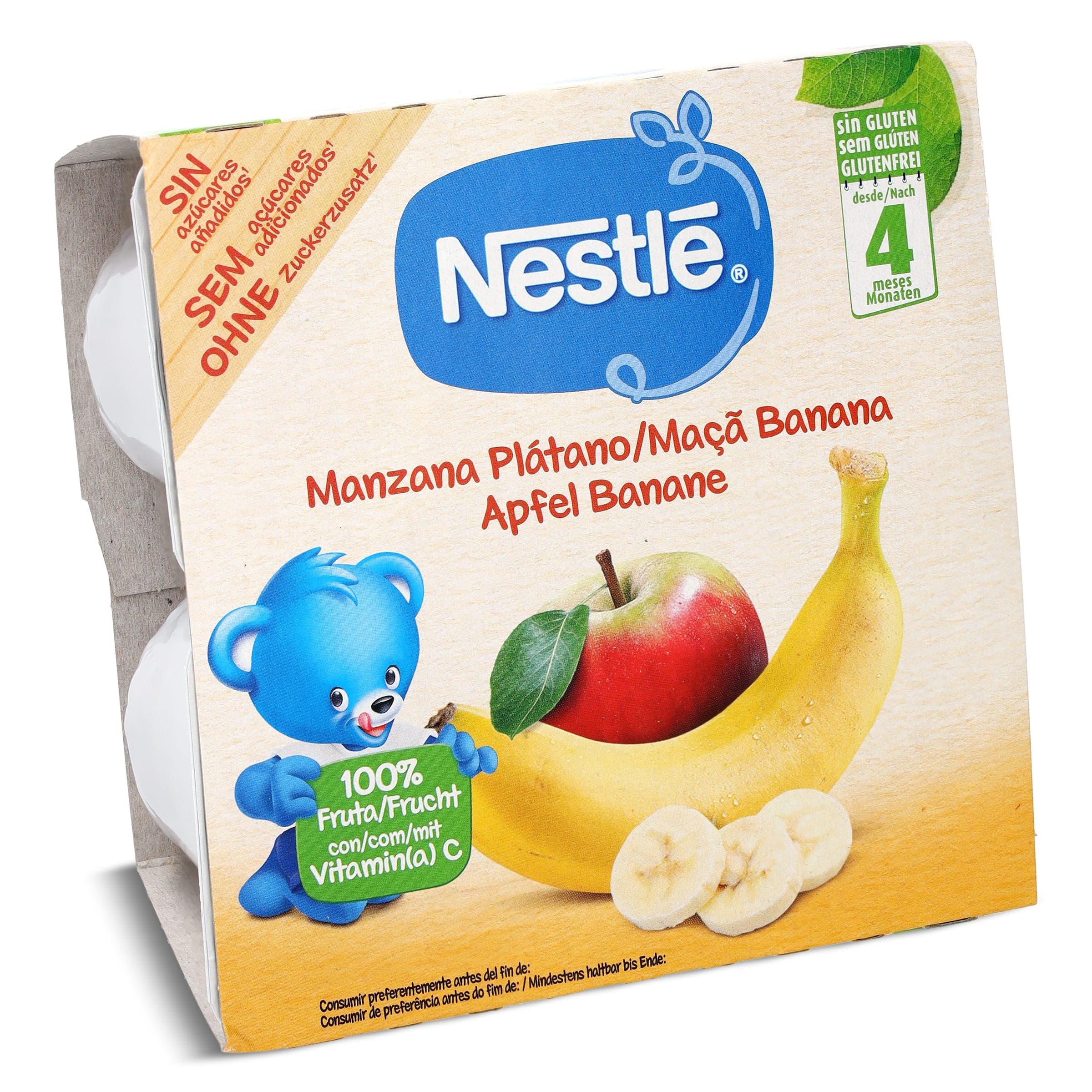 Puré de manzana y plátano Nestlé pack 4 x 100 g