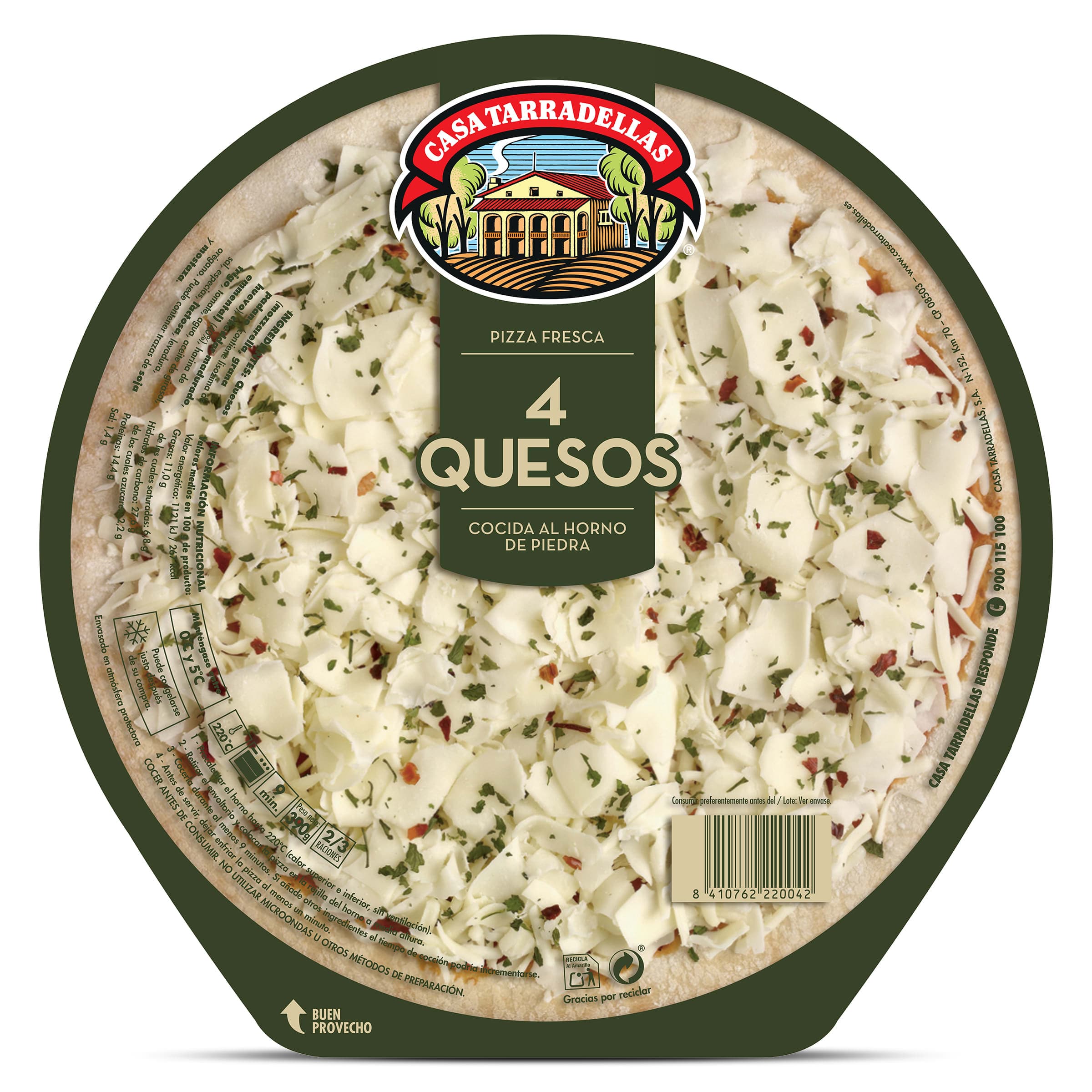 Pizza 4 quesos Casa Tarradellas 390 g