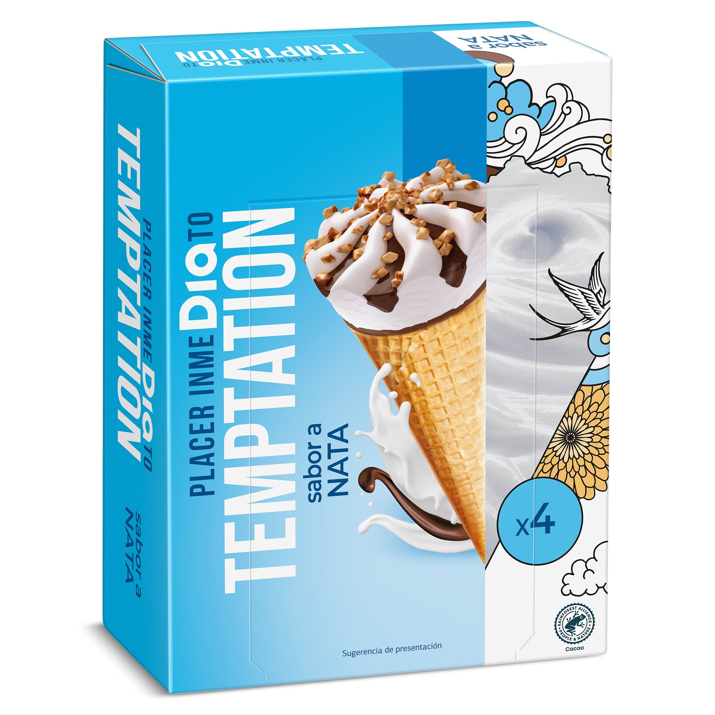 Helado cono nata Dia Temptation 4 x 68 g