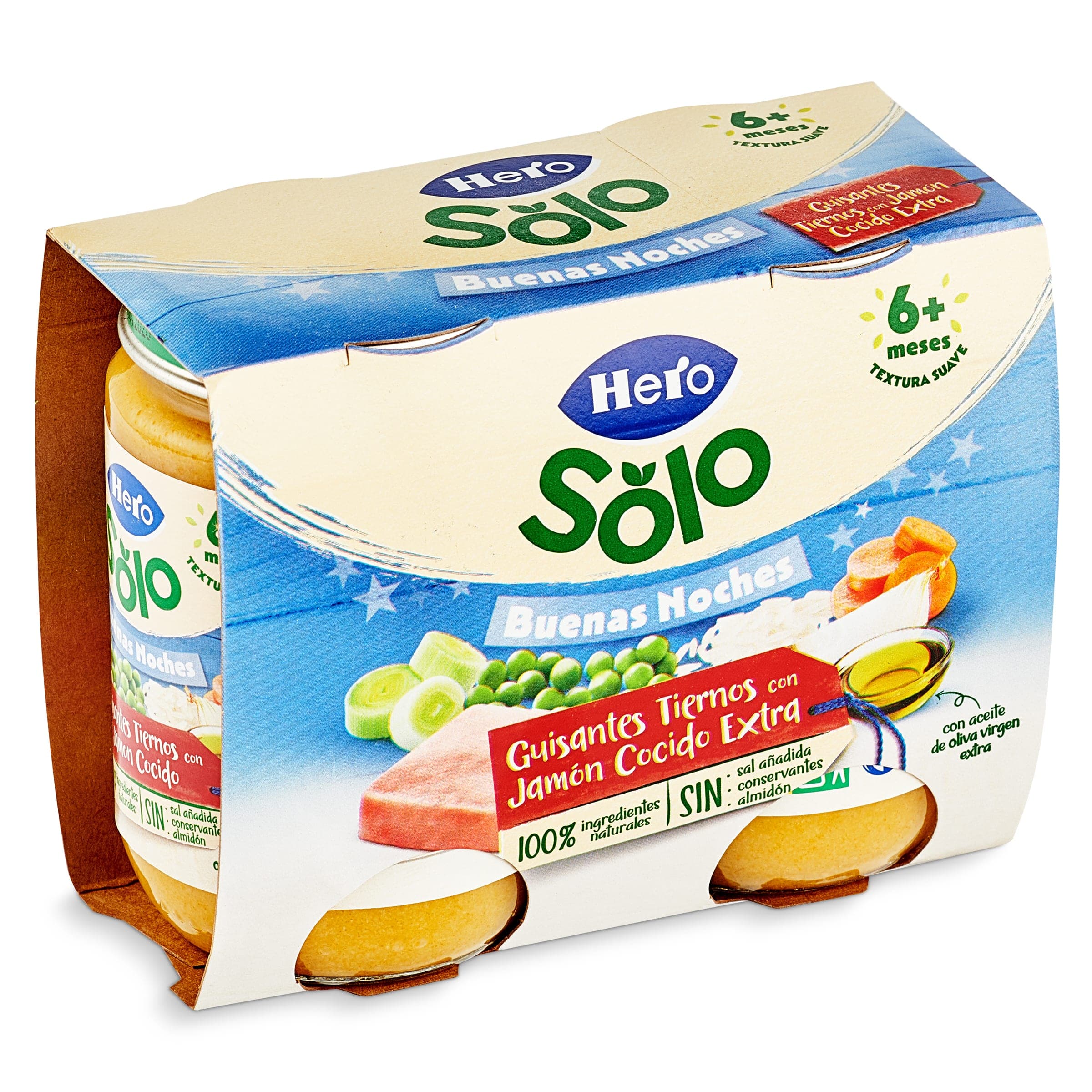 Puré de guisantes con jamón Hero frasco 2 x 190 g